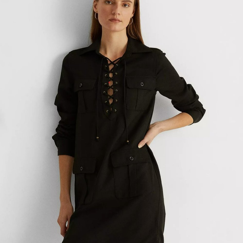 SALE Ralph Lauren Little Black Dress
 Streetwear Dress T-Shirt Dress Lace-Up